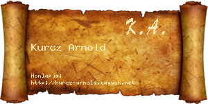 Kurcz Arnold névjegykártya